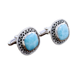 Natural Larimar Gemstone Handmade Cufflinks