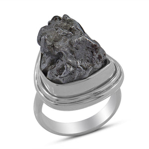925 Sterling Silver Raw Meteorite Rings