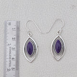 Natural Charoite Silver Earrings