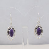 Natural Charoite Silver Earrings