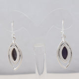 Natural Charoite Silver Earrings