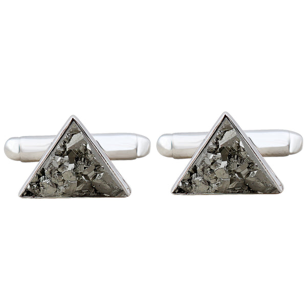 Natural Pyrite Silver Cufflinks