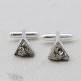 Natural Pyrite Silver Cufflinks