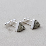 Natural Pyrite Silver Cufflinks