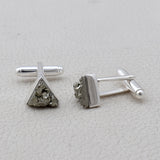 Natural Pyrite Silver Cufflinks