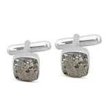 Natural Pyrite Silver Cufflinks