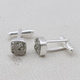 Natural Pyrite Silver Cufflinks