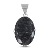 Black Tourmalinated Quartz Silver Pendant