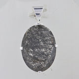 Black Rutile Quartz Silver Pendant