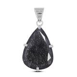 Black Tourmalinated Quartz Silver Pendant