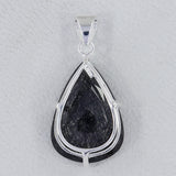 Black Rutile Quartz Silver Pendant