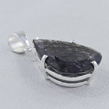 Black Tourmalinated Quartz Silver Pendant