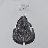 Black Rutile Quartz Silver Pendant