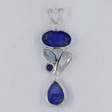 Lapis Lazuli And Blue Topaz Silver Pendant