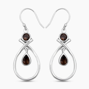 Smoky Quartz Silver Earrings