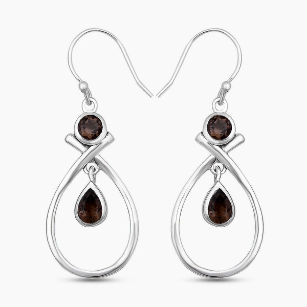 Smoky Quartz Silver Earrings