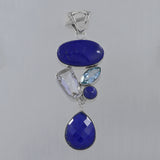 Lapis Lazuli And Blue Topaz Silver Pendant