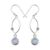 Natural Larimar & Blue Topaz Silver Earrings