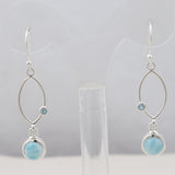 Natural Larimar & Blue Topaz Silver Earrings