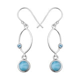 Natural Larimar & Blue Topaz Silver Earrings