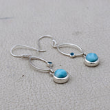 Natural Larimar & Blue Topaz Silver Earrings