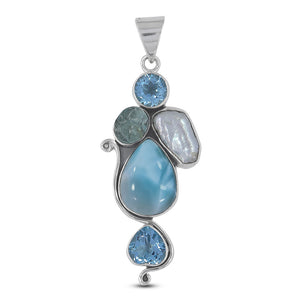 925 Sterling Silver Larimar Pendants