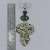 Rainforest Jasper, Idocrase Silver Pendant