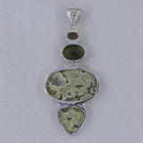 Rainforest Jasper, Idocrase Silver Pendant