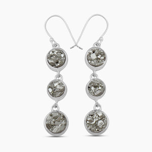 Natural Pyrite Silver Earrings