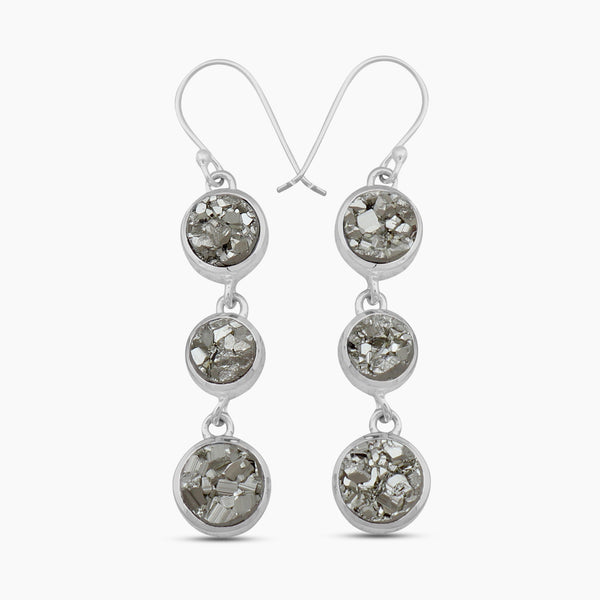 Natural Pyrite Silver Earrings
