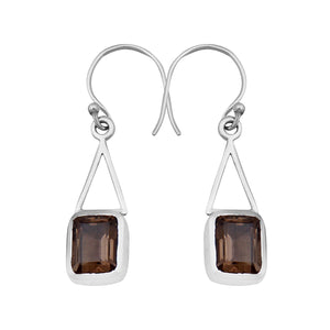 Smoky Quartz Silver Earrings