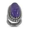 Large Charoite Women Fashion Ring - Sterling Silver Jewelry