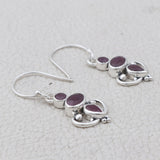 Natural Ruby Silver Earrings