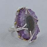 Amethyst Stalactite Sterling Silver Ring