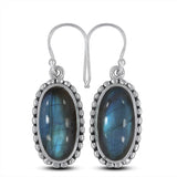 Rainbow Moonstone Silver Earrings