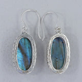 Rainbow Moonstone Silver Earrings