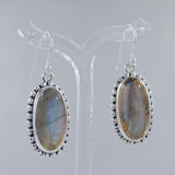 Rainbow Moonstone Silver Earrings