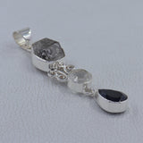 Herkimer Diamond, Black Onyx, Crystal Silver Pendant