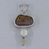 925 Silver Citrine Druzy & Pearl Pendant