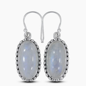 Rainbow Moonstone Silver Earrings