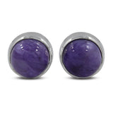 Tanzanite Cabochon Studs Silver Earring