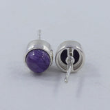 Tanzanite Cabochon Studs Silver Earring