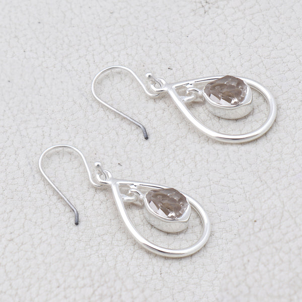 925 Silver Herkimer Quartz Earrings