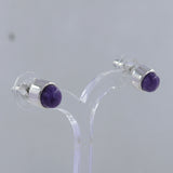 Tanzanite Cabochon Studs Silver Earring