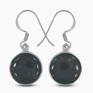 Natural Bloodstone Silver Earrings