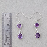 Natural Amethyst Silver Earrings