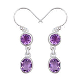 Natural Amethyst Silver Earrings