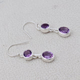 Natural Amethyst Silver Earrings