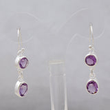 Natural Amethyst Silver Earrings