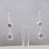 Natural Amethyst Silver Earrings